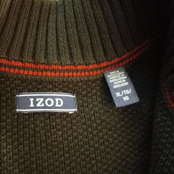 Izod Quarter Zip Men's XL Snowflake Pattern Long Sleeve Sweater - Picture 3 of 8